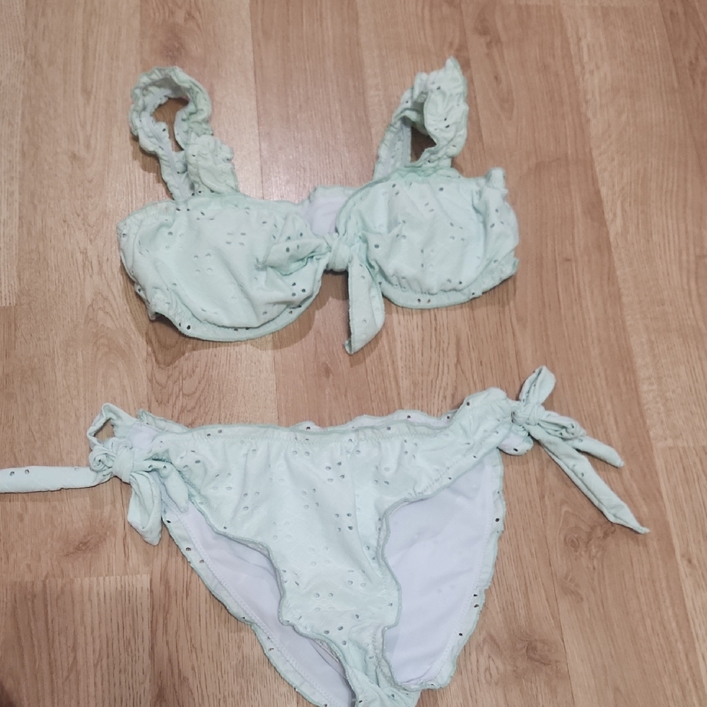 Light Green Eyelet Bikini Set